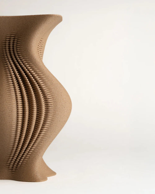 Parametric Vase, 3D Print, organic design, wood look 20cm