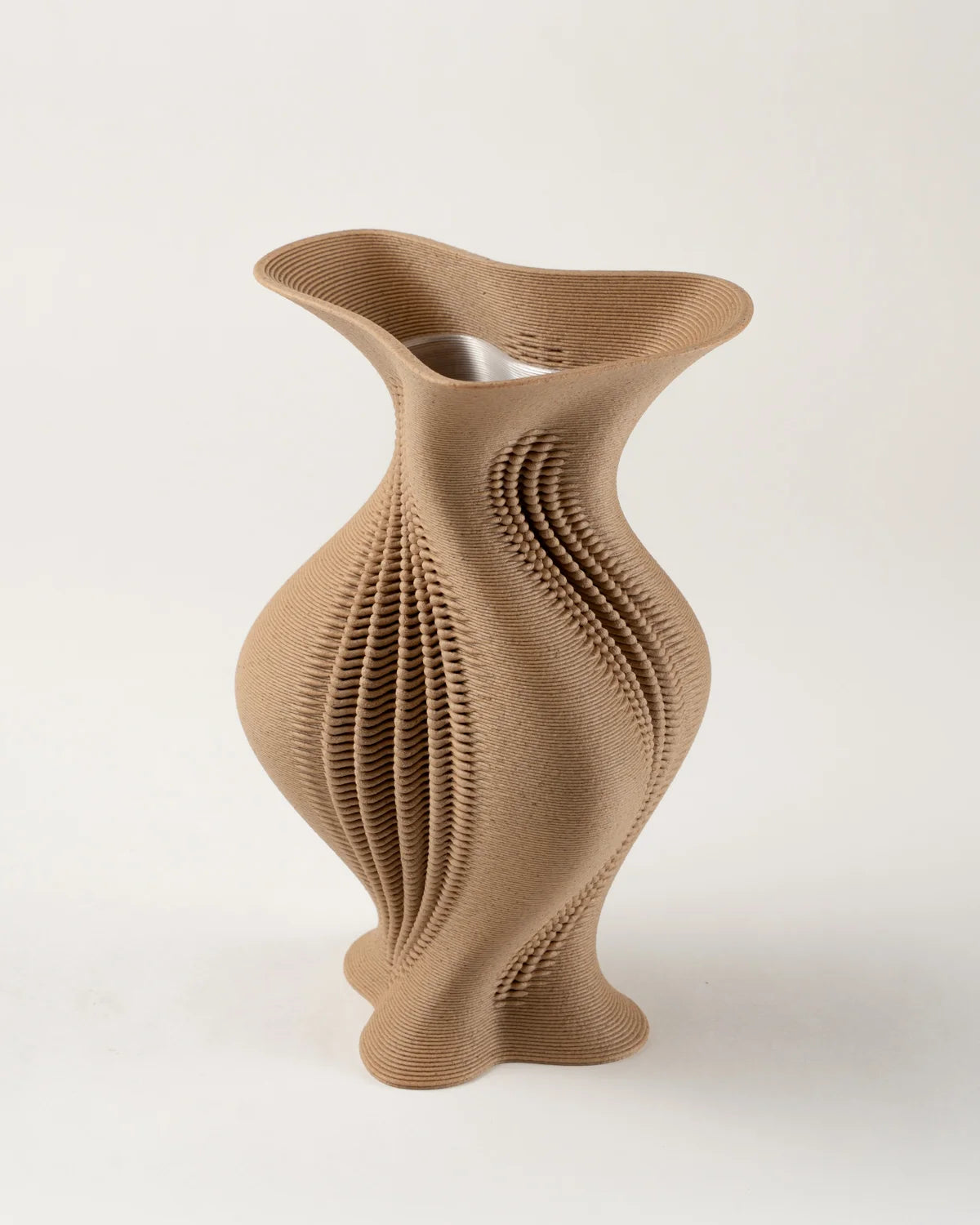 Parametric Vase, 3D Print, organic design, wood look 20cm