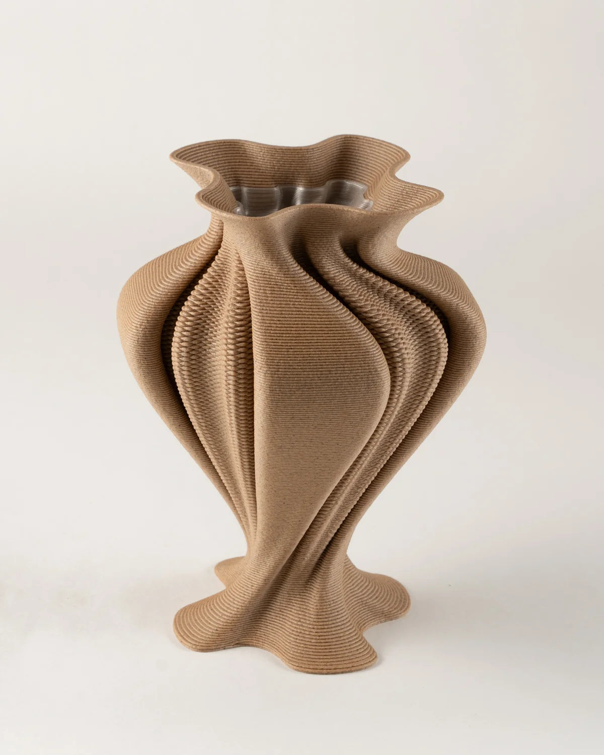 Parametric Vase, 3D Print, organic design, wood look 20cm