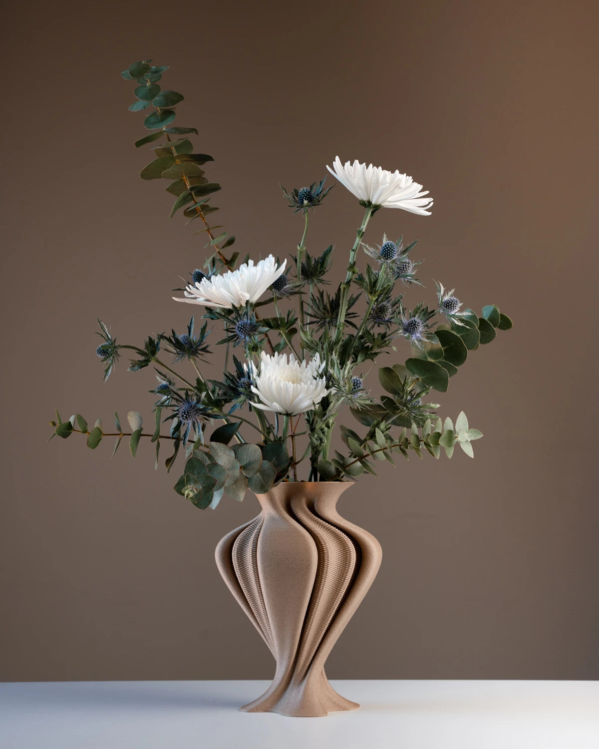 Parametric Vase, 3D Print, organic design, wood look 20cm