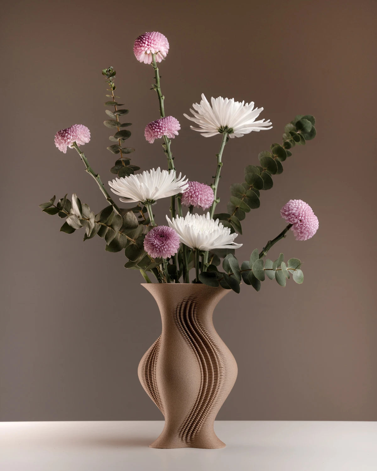 Parametric Vase, 3D Print, organic design, wood look 20cm